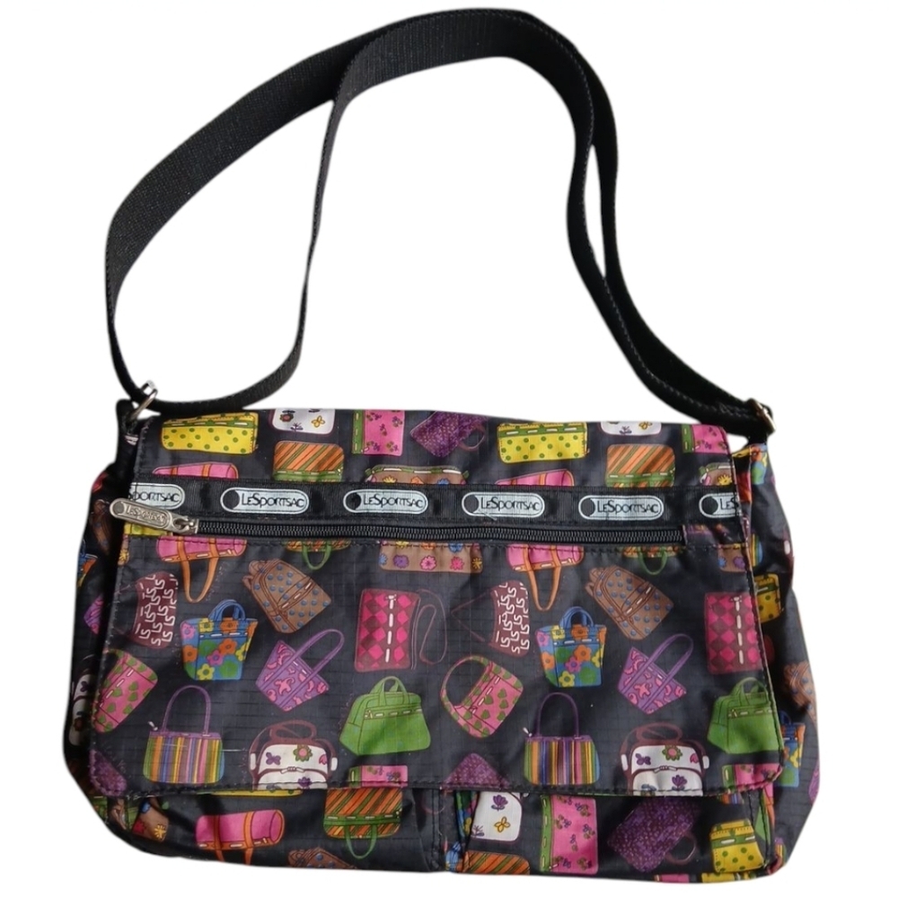 LeSportsac Deluxe Everyday Bag - RARE "Bag Lady" Print - Y2K Vintage
